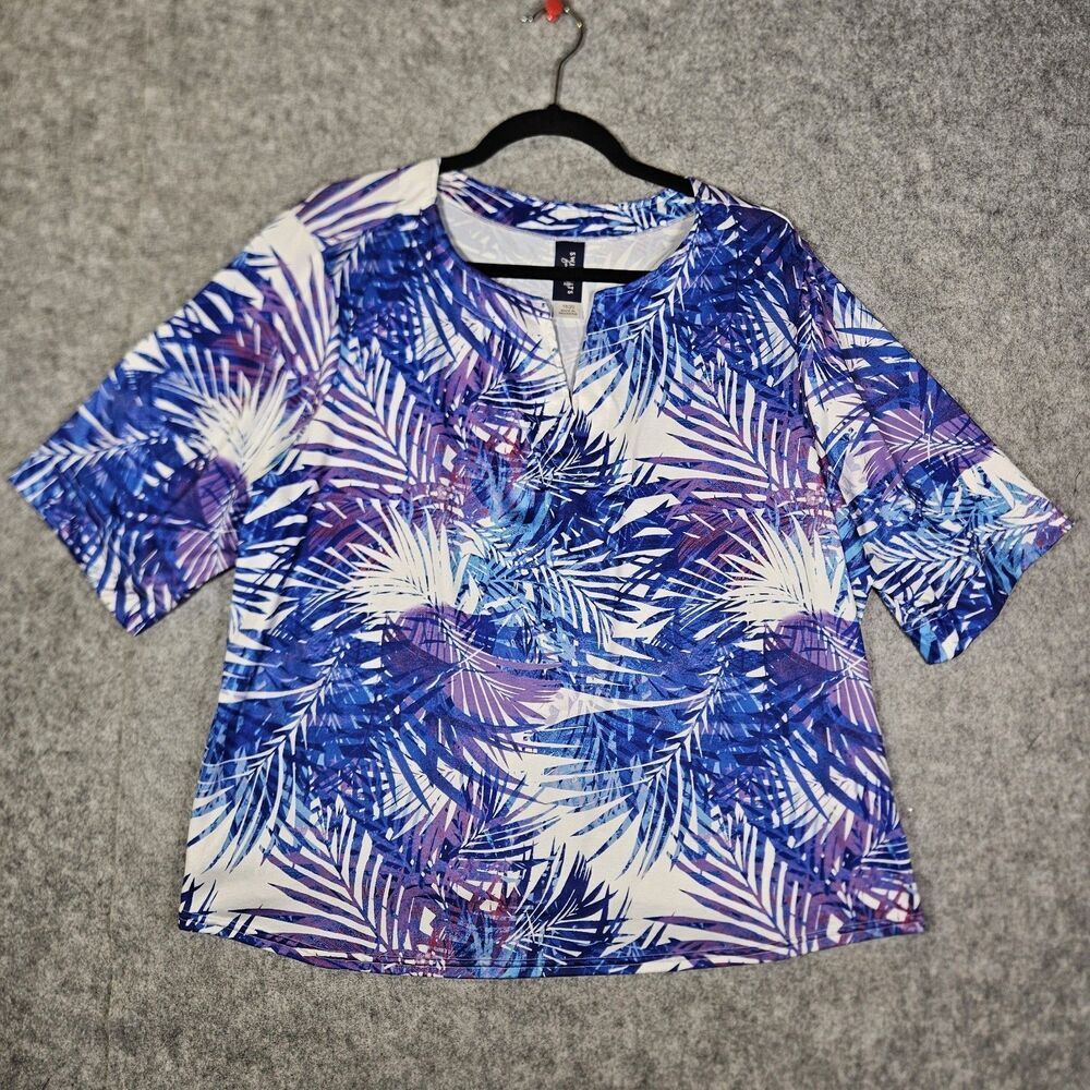 Swimsuits for All Blue Purple Tropical Swim Shirt Beach Summer Vacation Sz 18/20